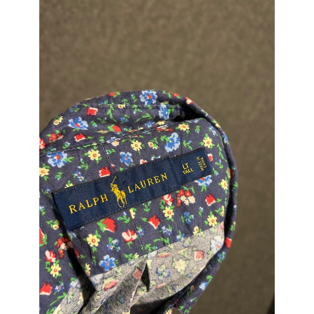 Polo ralph lauren floral button down shirt short sleeve pony Large tall mens - Picture 4 of 7